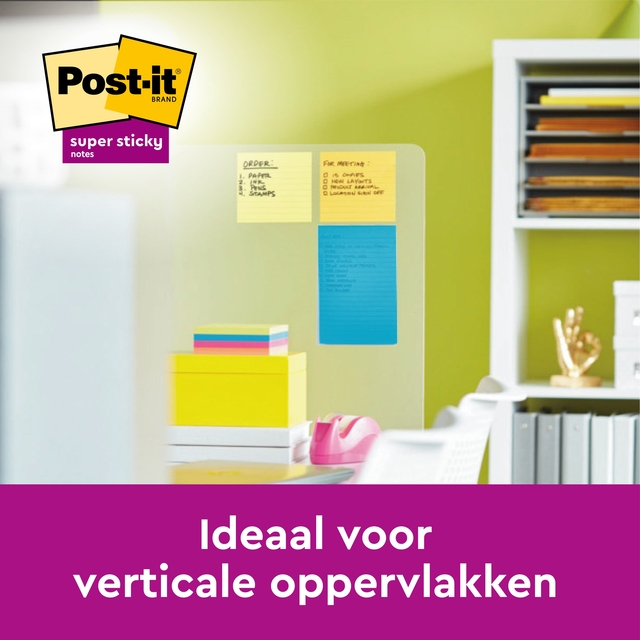 Memoblok Post-it 6845 Super Sticky 203x152mm assorti 4 stuks