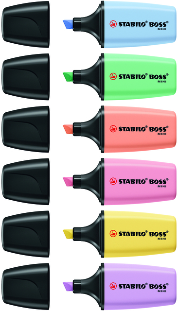 Markeerstift STABILO BOSS mini pastel assorti 6 stuks