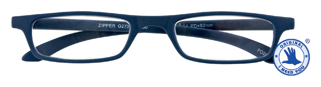 Leesbril I Need You +3.00 dpt Zipper blauw