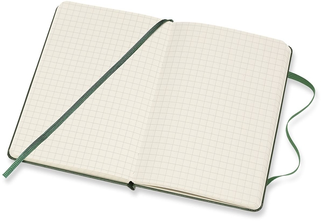 Notitieboek Moleskine pocket 90x140mm ruit 5x5mm hard cover myrtle green