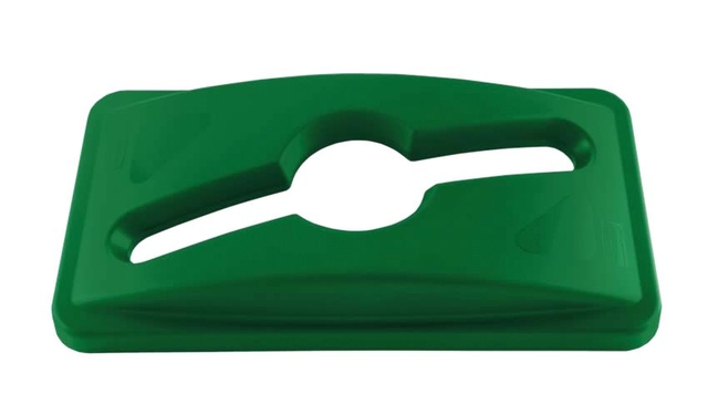 Deksel Rubbermaid Slim Jim Vented inwerpopening voor gemengde recycling groen