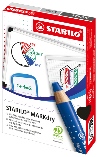 Whiteboardpotlood STABILO MARKdry 648/46 zwart