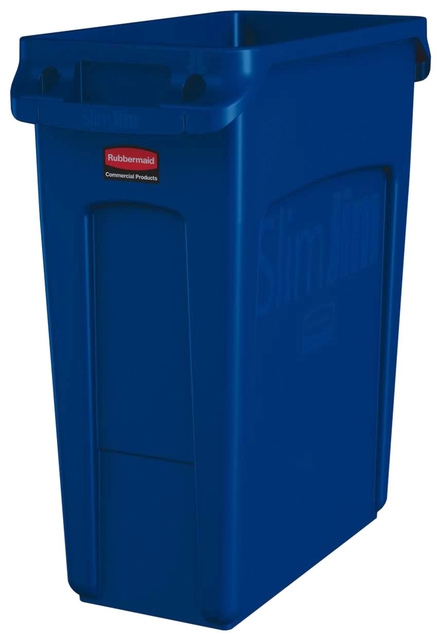 Afvalbak Rubbermaid Slim Jim Vented met luchtsleuven 60 liter blauw