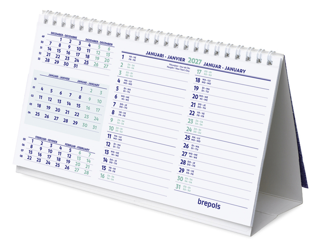 Bureaumaandkalender 2027 Brepols 210x125mm
