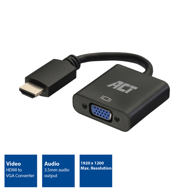 Adapter ACT HDMI naar VGA met audio 0.15 meter