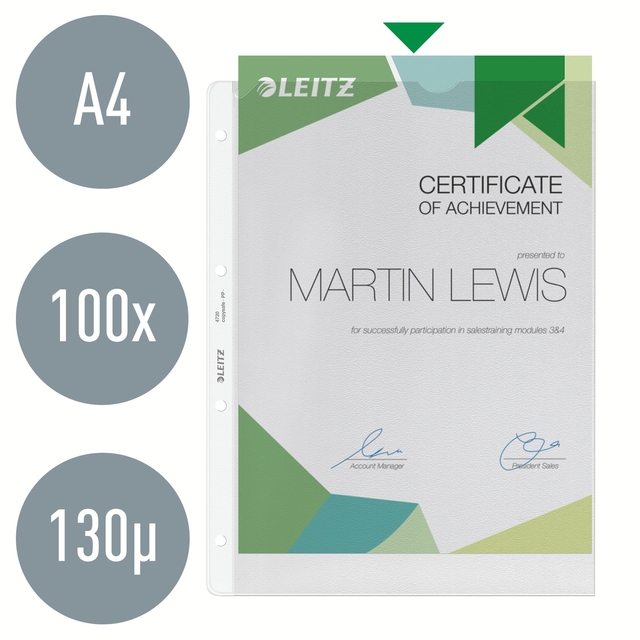 Showtas Leitz Premium copy safe 0.13mm 4-gaats PP A4 transparant 100 stuks