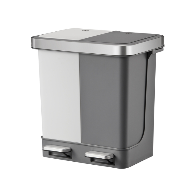 Pedaalemmer EKO Hana Duo Recycling 2x10 liter grijs wit