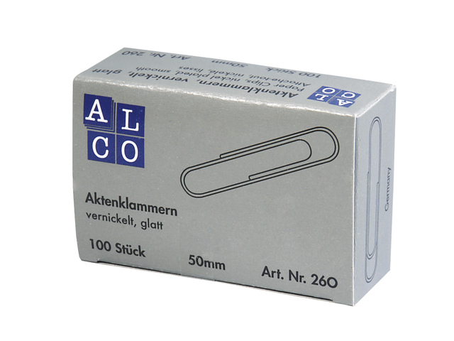Paperclip Alco 50mm rond vernikkeld 100 stuks