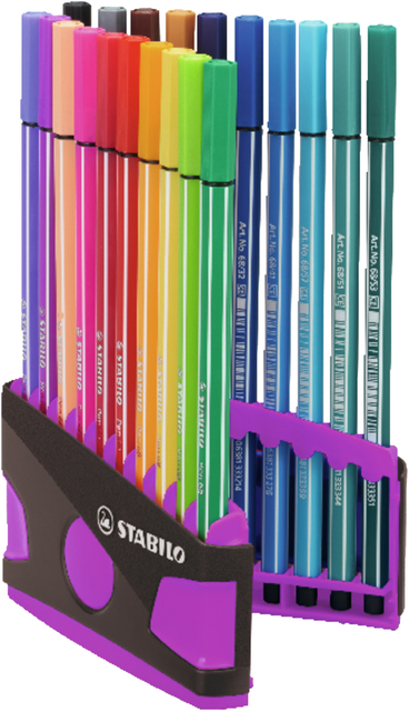Viltstift  STABILO Pen 68/20 ColorParade in antr/roze etui M ass 20st