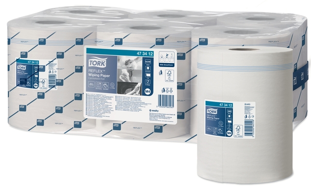 Poetspapier Tork M4 Reflex Premium 1-laags 340 vel wit 473412