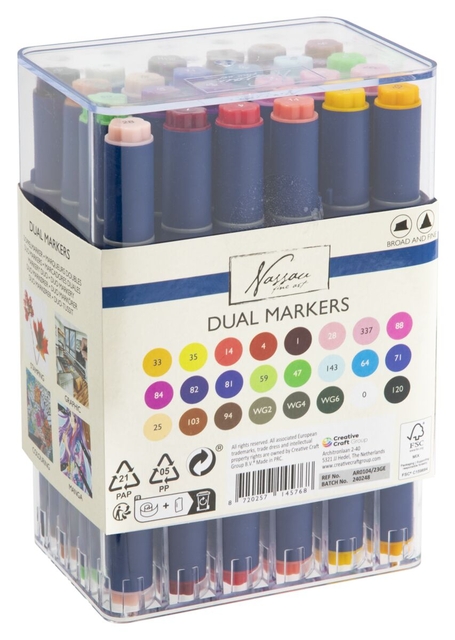 Alcoholmarkers Nassau Arts duopunt set à 24 kleuren