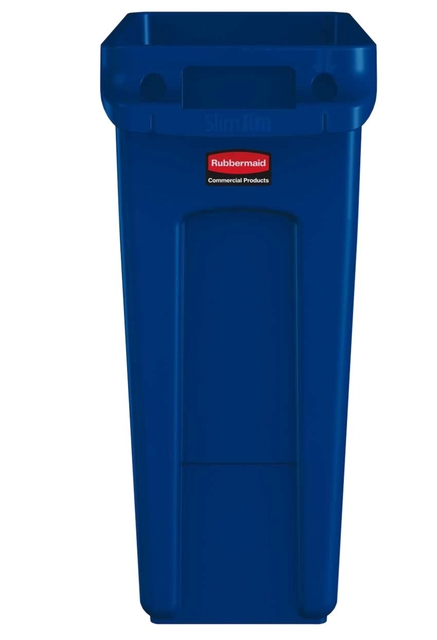 Afvalbak Rubbermaid Slim Jim Vented met luchtsleuven 60 liter blauw