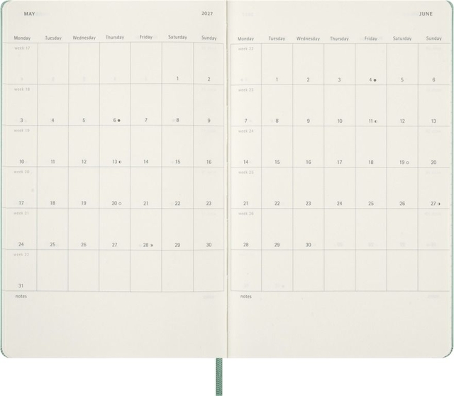 Agenda 2027 Moleskine 12M Planner Weekly 7dagen/1pagina large hc sage green
