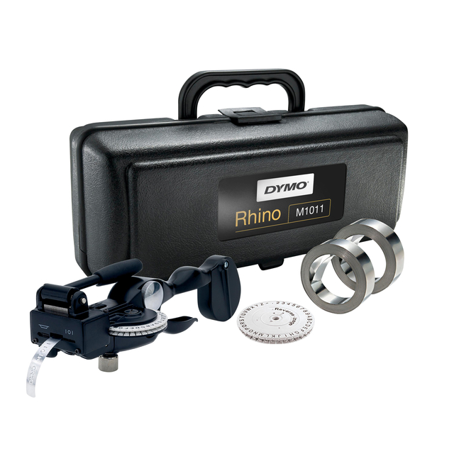 Lettertang Dymo Rhino M1011 embossing industrieel zwart in koffer