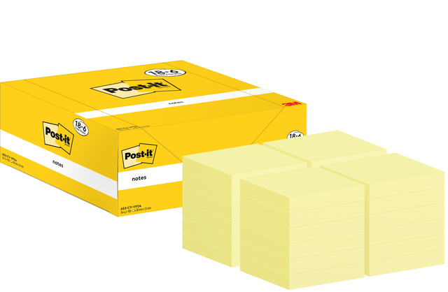 Memoblok 3M Post-it 653-CY 38x51mm geel voordeelpak