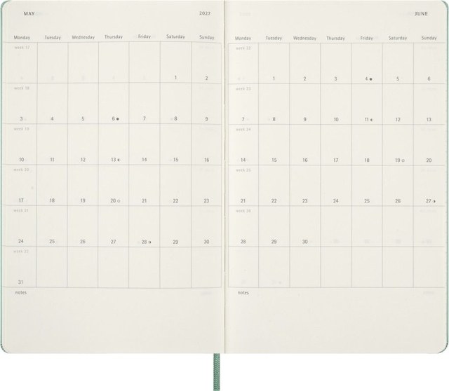 Agenda 2027 Moleskine 18M Planner Weekly 7dagen/1pagina large hc sage green