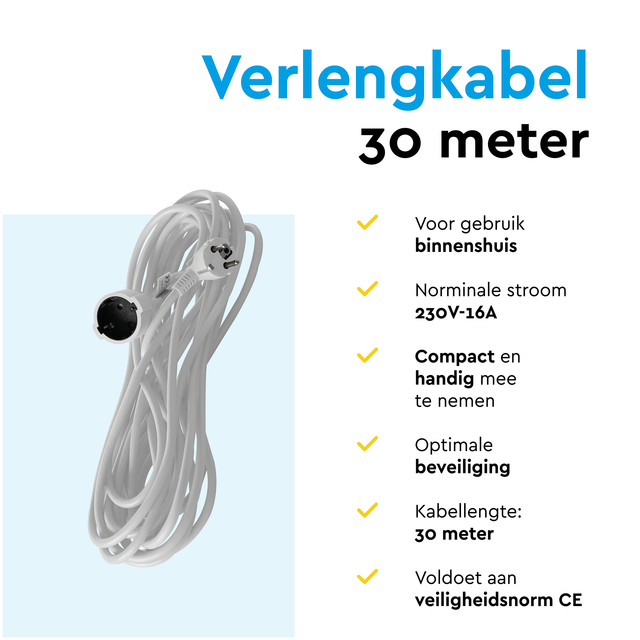Verlengkabel BRASQ 30m wit