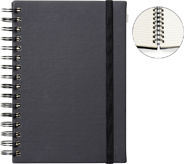 Notitieboek Quantore A5 spiraal lijn 192 pagina's 80gr zwart