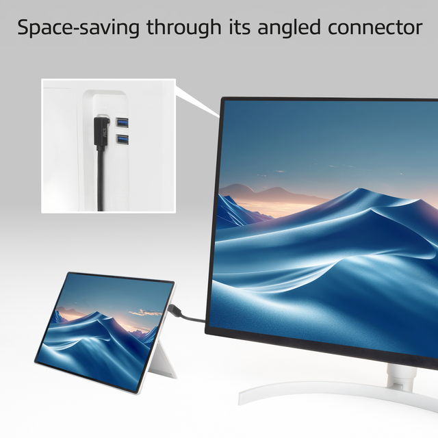 Kabel ACT USB-C hoek boven/beneden 10Gbps 1m