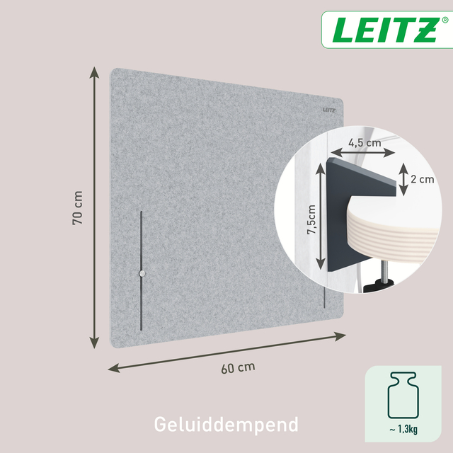 Bureauscherm Leitz in hoogte verstelbaar 70x60cm