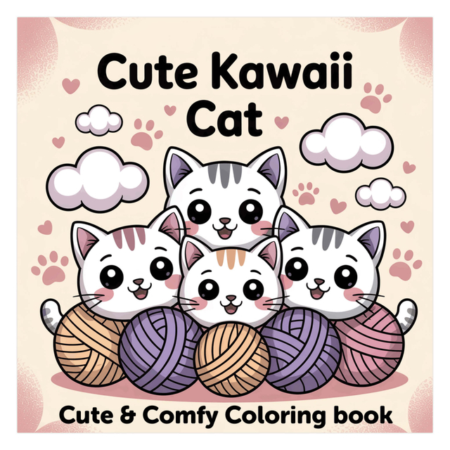 Kleurboek Cute Kawaii Cat