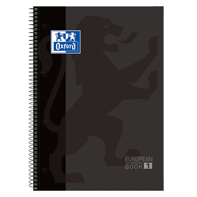 Notitieboek Oxford Classic Europeanbook A4+ 4-gaats ruit 160 pagina's zwart