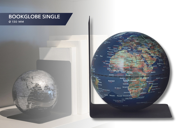 Boekensteun Troika met magnetische globe 13cm blauw-groen