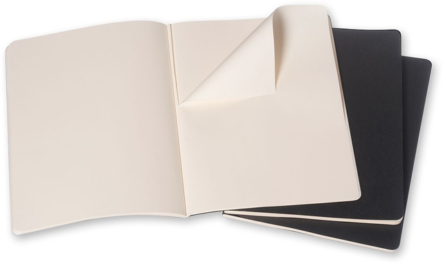 Schrift Moleskine 190x250mm blanco 240 pagina's 70gr zwart set à 3 stuks