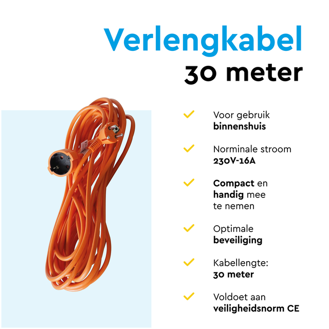 Verlengkabel BRASQ 30m oranje