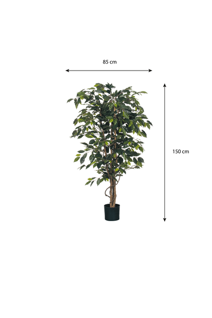 Kunstplant Mica Ficus groen in plastic pot Ø85 150cm