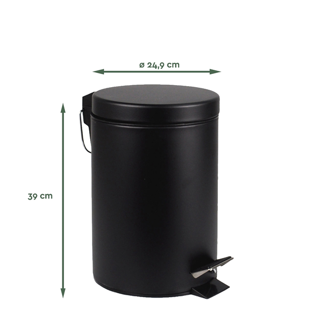 Pedaalemmer BRASQ 12 liter zwart