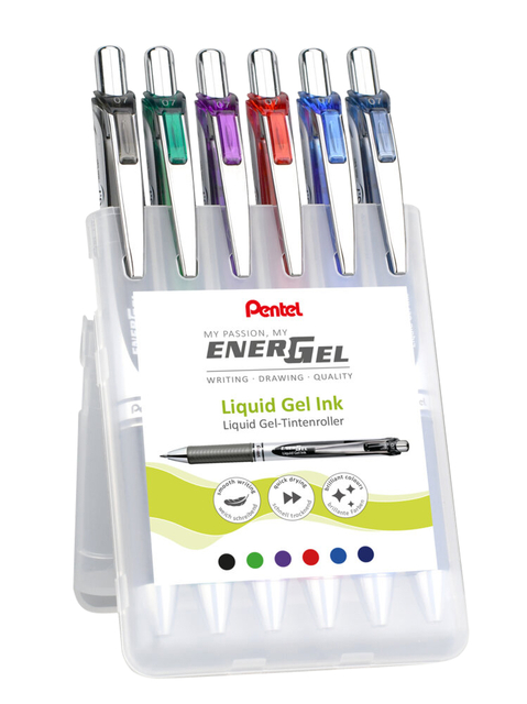 Gelschrijver Pentel BL77 Energel medium assorti 6 stuks