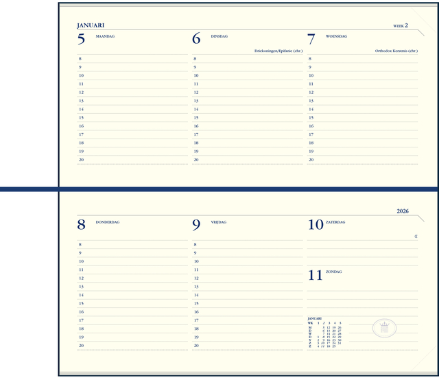 Agenda 2027 Ryam Memoplan 7 Nappa 7dagen/2pagina's landscape assorti