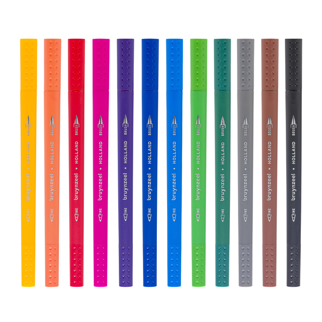 Duotip Bruynzeel Expression fineliner en brushpen set à 12 kleuren