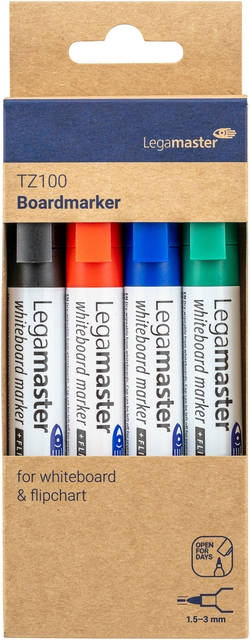 Whiteboardmarker Legamaster TZ 100 rond 1.5-3mm assorti blister à 4 stuks