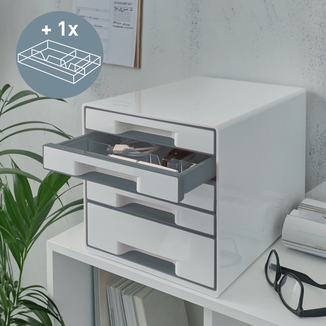 Ladenblok Leitz WOW CUBE A4 maxi 5 laden wit/grijs
