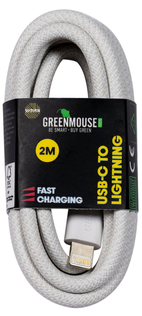 Kabel Green Mouse USB-C to Lightning data Woven 2m